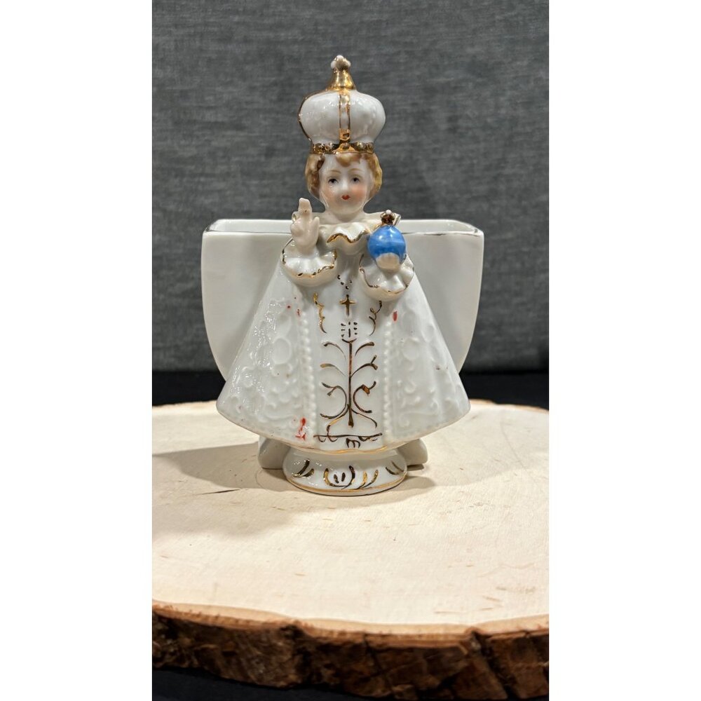 Vintage Infant Of Prague & Madonna Figurines With Gold Detailing Glossy Finish - Picture 4 of 16